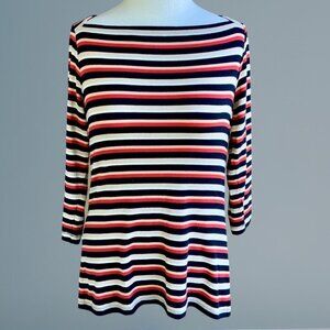The Limited quarter sleeve boat neck multi colored striped pullover top Medium